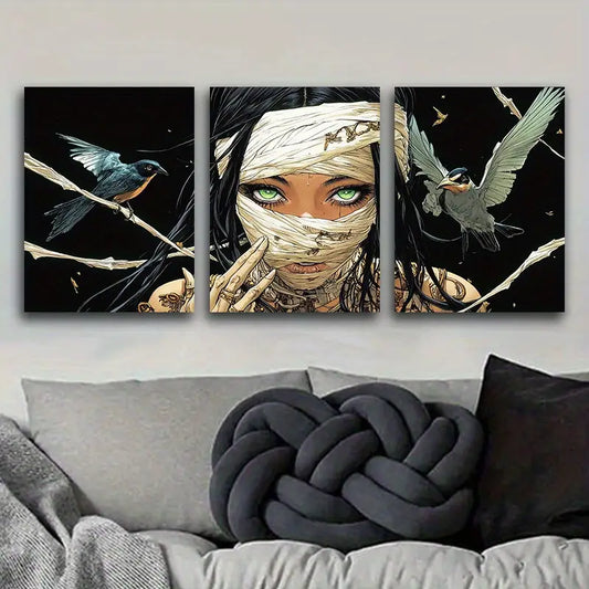 3pcs Mummy Goddess Metal Print Ready to Hang Art