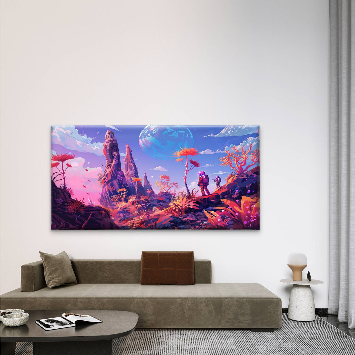 Journey Through An Alien World Wall Art Canvas Office Home Room Framed 80x45cm