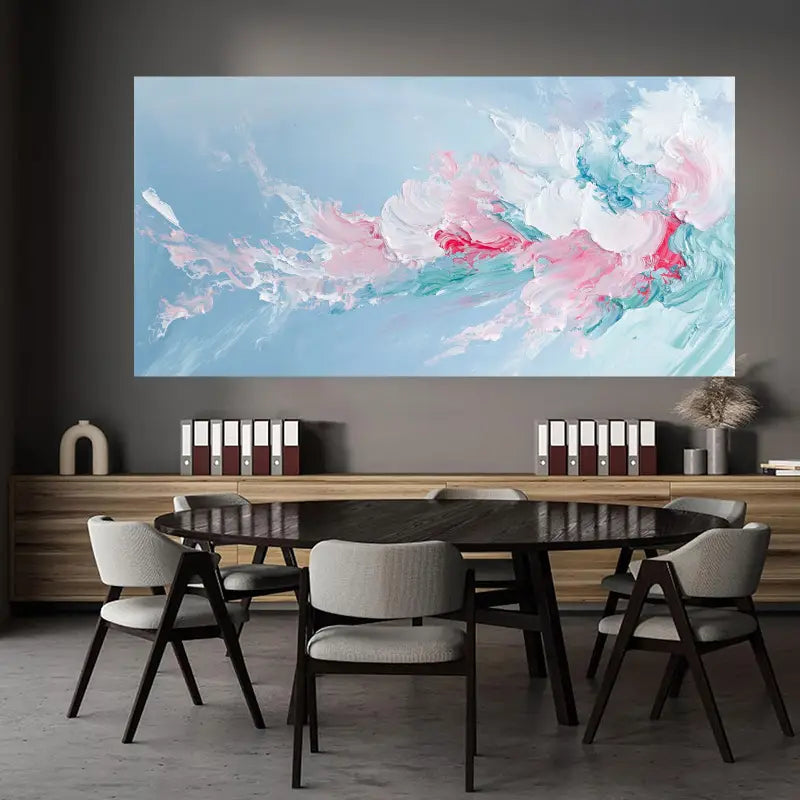 Pink Blue Green White Abstract Graffiti Wall Art wall canvas office home room framed 120x60cm