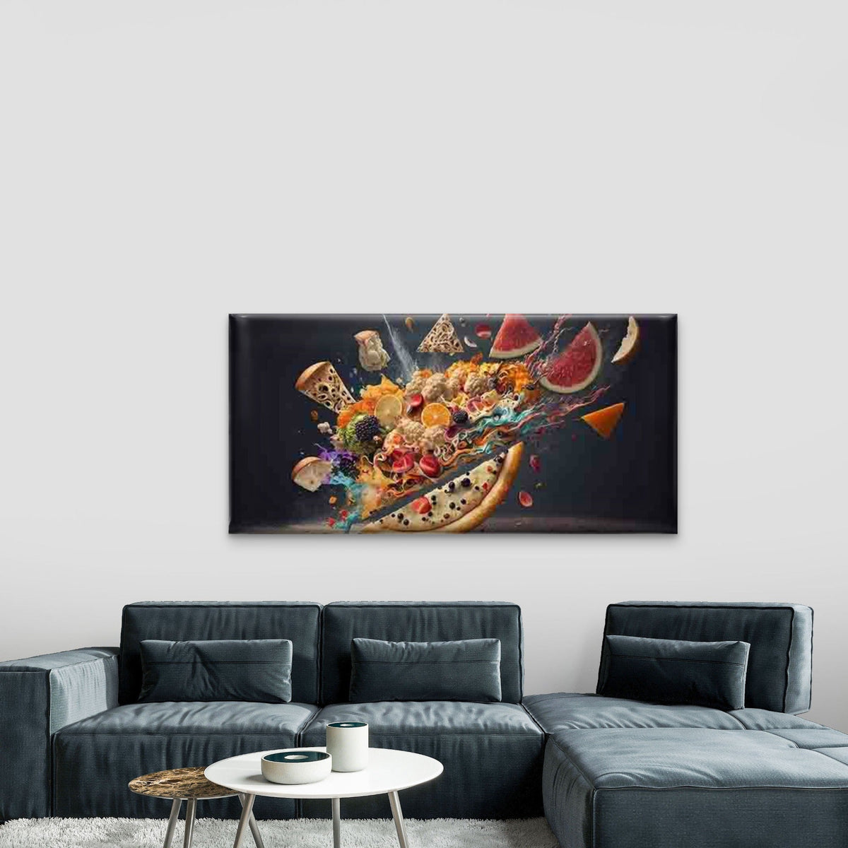 Abstract And Culinary Explosion Wall Art Canvas Office Home Room Framed 80x45cm