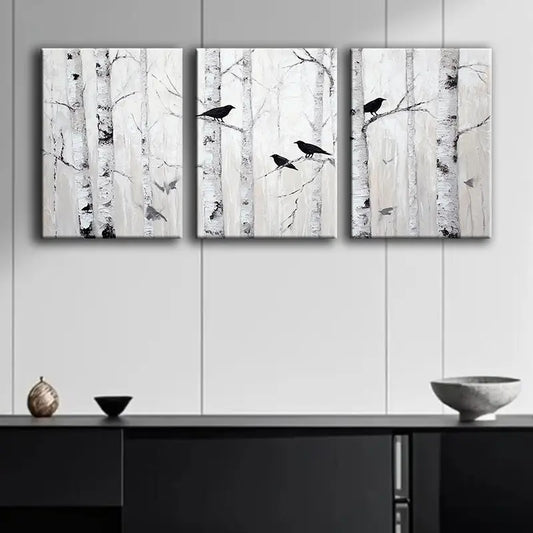 3pcs Silvery Birch Metal Print Ready to Hang Art