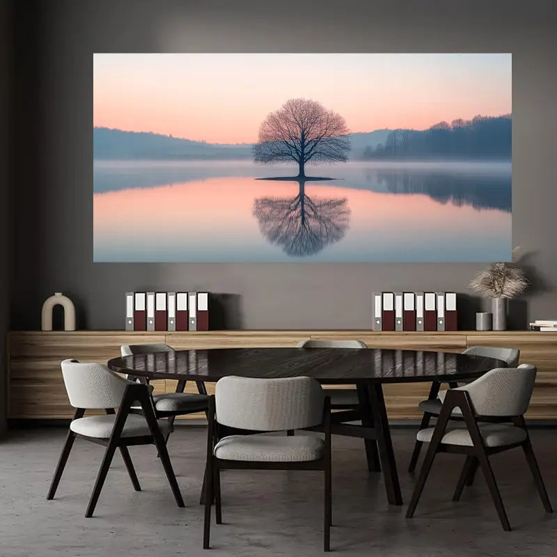 Serene Nature Wall Art with Vibrant Sunset Colors Wall Art wall canvas office home room framed 80x45cm