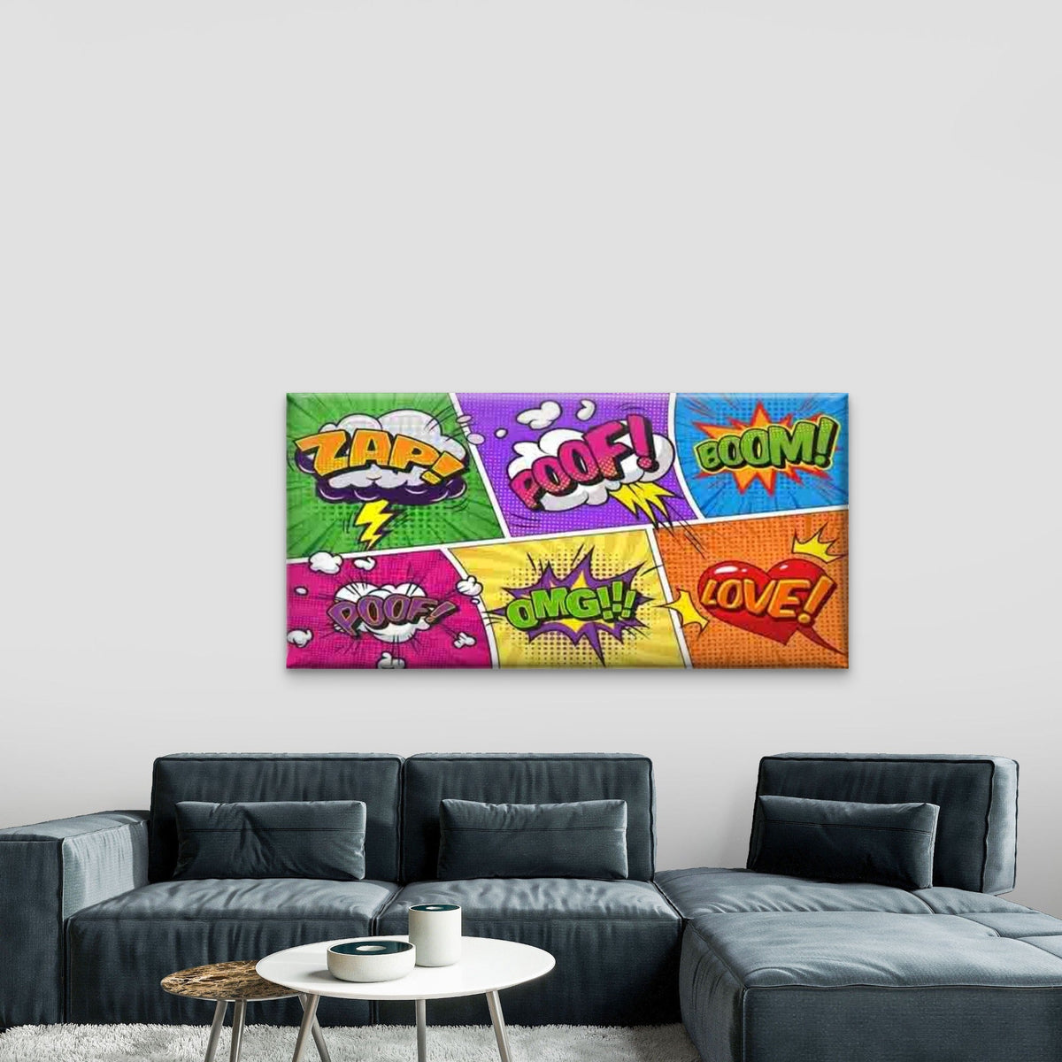 Featuring Pop Art Comic Book Wall Art Canvas Office Home Room Framed 80x45cm
