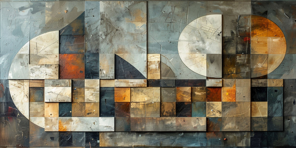 Geometric Bronze Silver Abstract Wall Art Canvas Office Home Framed 80x45cm