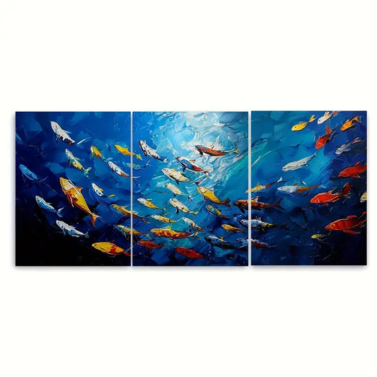3pcs Colorful Fish Underwater Ocean Metal Print Ready to Hang Art