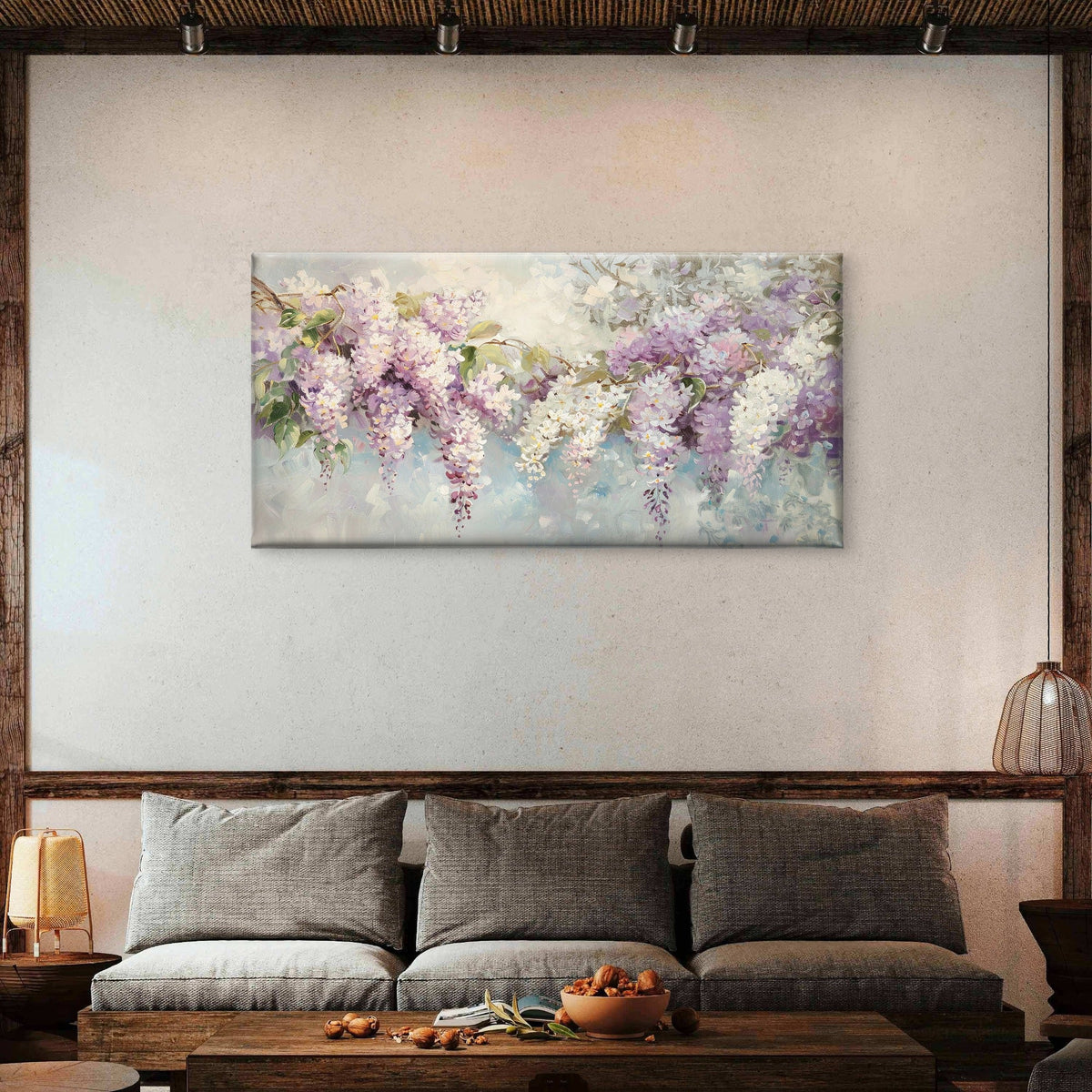 Lilac Blossom Oil Painting Wall Art Canvas Office Home Room Framed 120x60cm