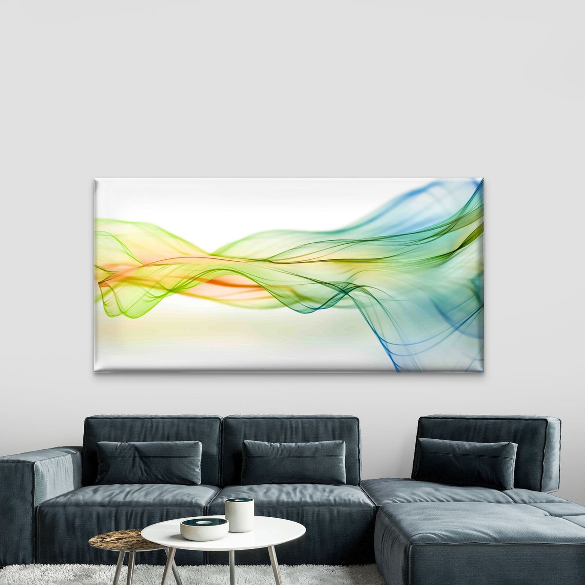 Abstract Wavy Lines Background Wall Art Canvas Office Home Room Framed 80x45cm