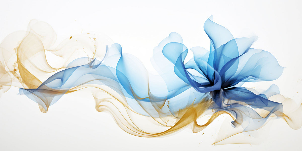 Blue Gold Fluid Silk Wave Wall Art Canvas Office Home Room Framed 120x60cm