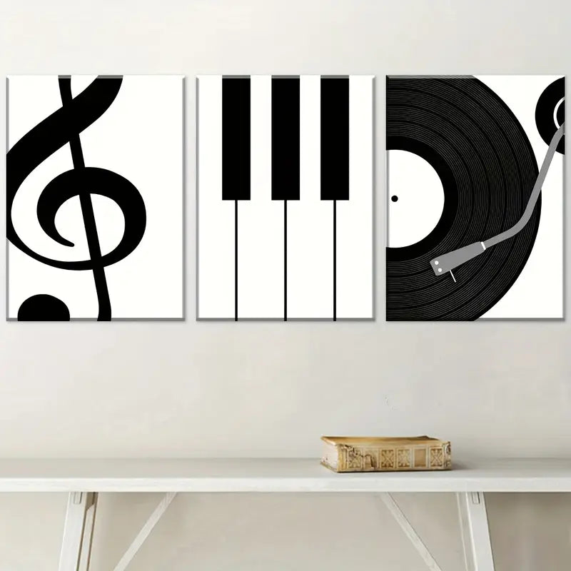 3pcs Modern Fashion Music Piano Instrument Art Wall Art Set Canvas Framed 40x60cm - High Quality Print 100% Australian Made Wall Canvas Ready to Hang