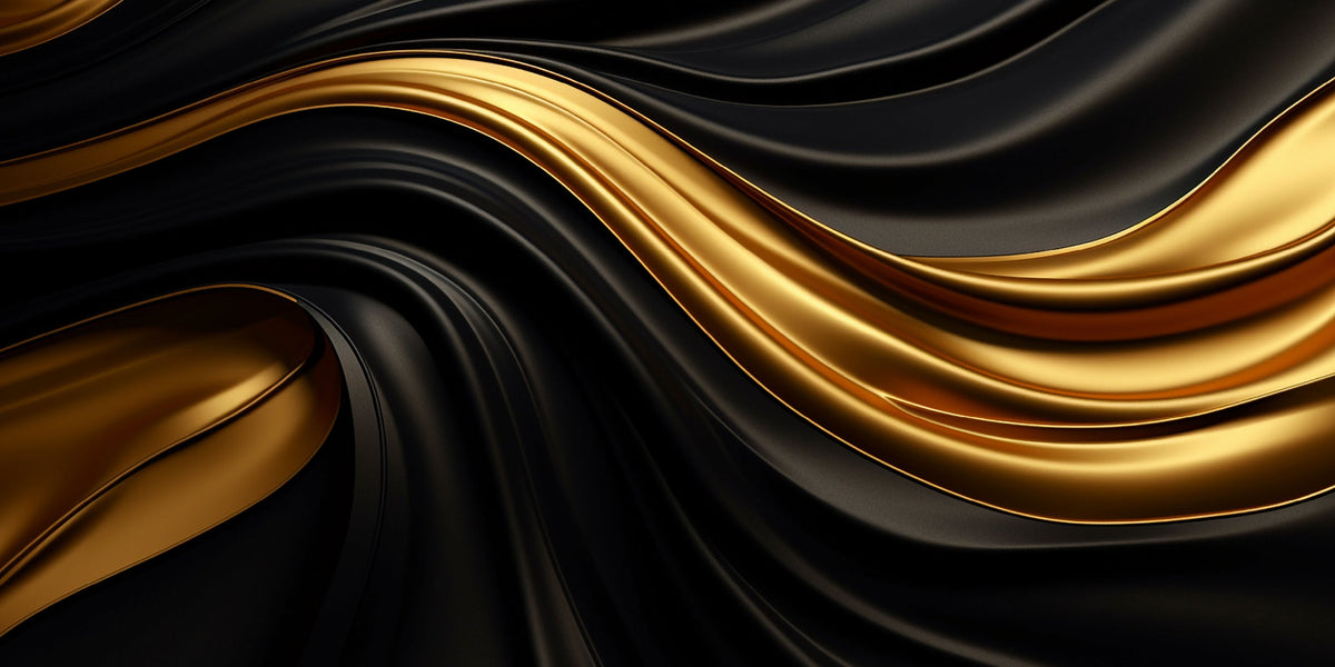 Luxury Black Gold Satin Swirl Wall Art Canvas Office Home Room Framed 120x60cm
