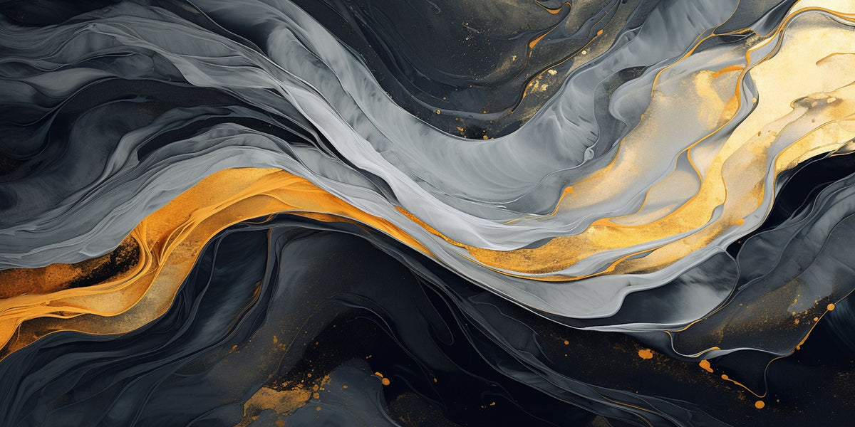 Modern Gold Marble Liquid Ink Wall Art Canvas Office Home Room Framed 80x45cm