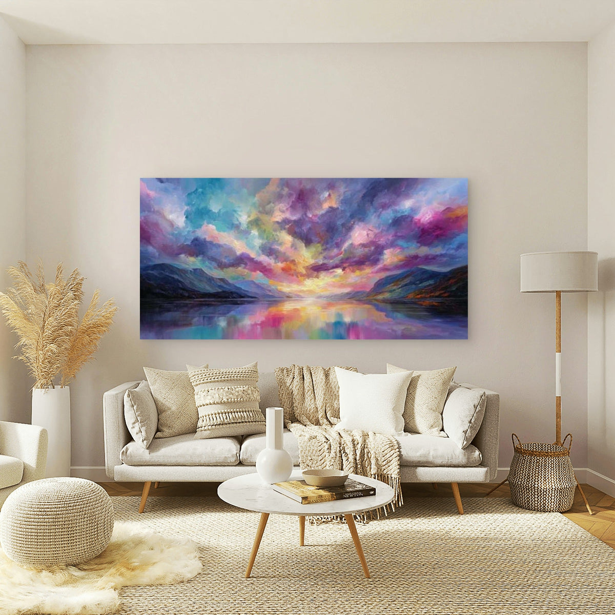 Sunset Ocean Oil Painting Wall Art Canvas Office Home Room Framed 120x60cm