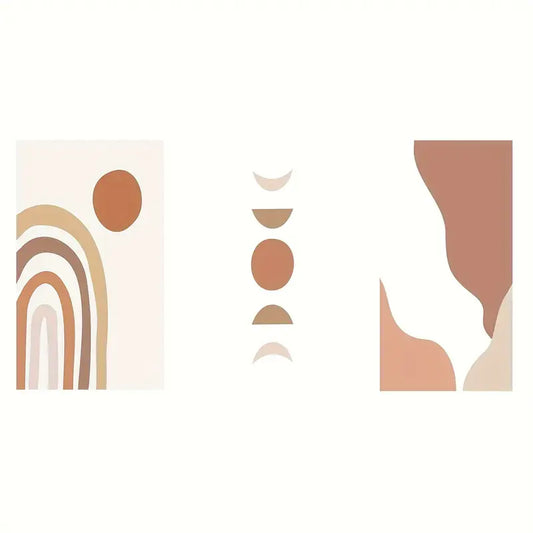 3pcs Abstract Geometric Designs in Earthy Tones Design Metal Print Ready to Hang Art