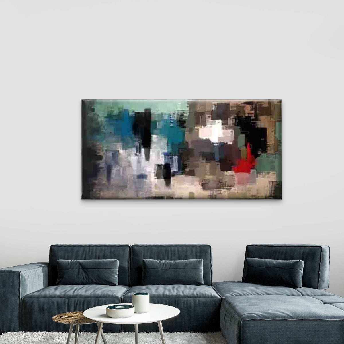Abstract Design of Geometric Wall Art Canvas Office Home Room Framed 80x45cm
