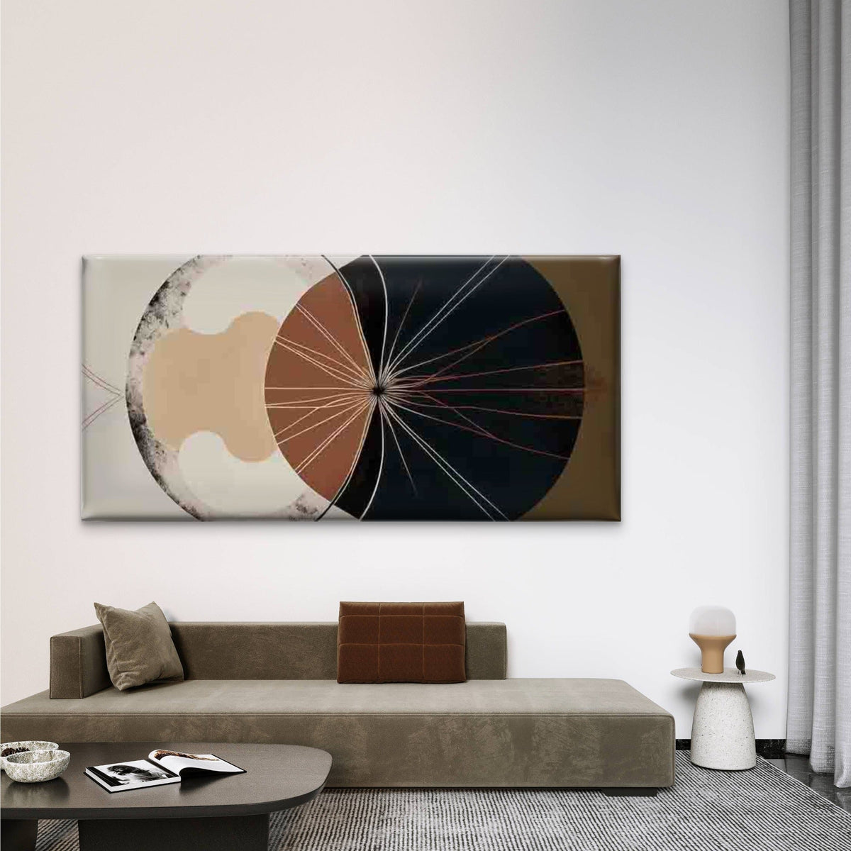 Abstract Geometric Radial Wall Art Canvas Office Home Room Framed 80x45cm