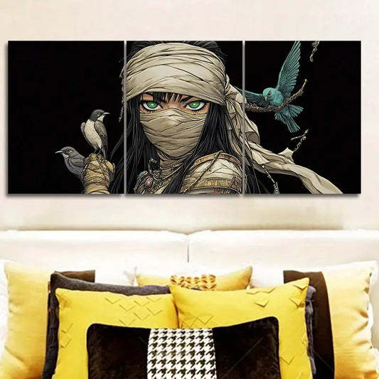 3pcs Mummy Goddess Design Metal Print Ready to Hang Art