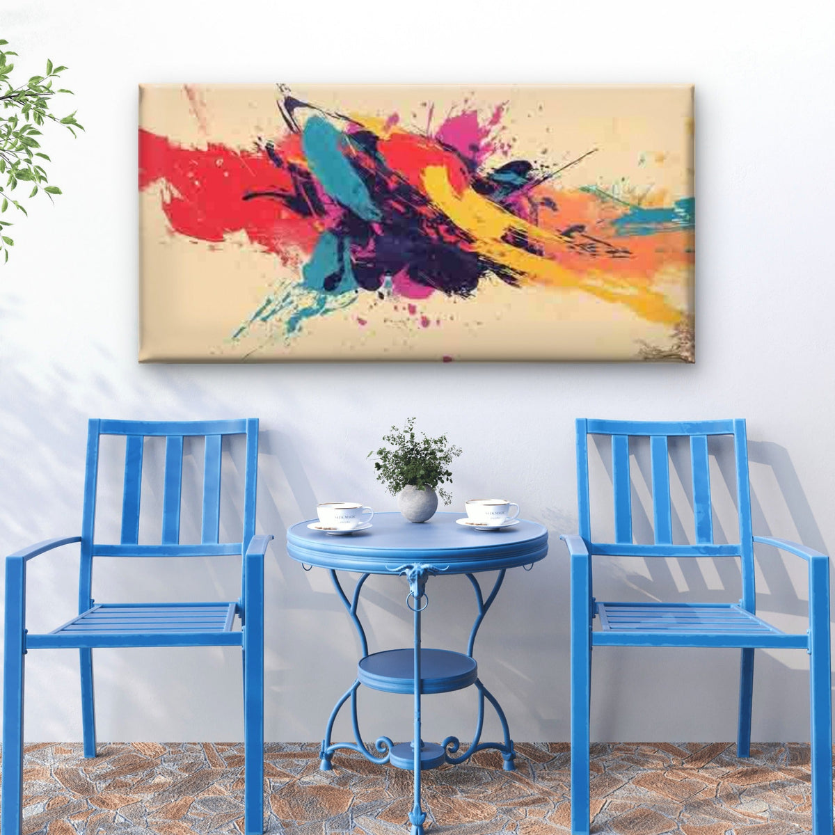 Abstract Color Splash Art Wall Art Canvas Office Home Room Framed 80x45cm