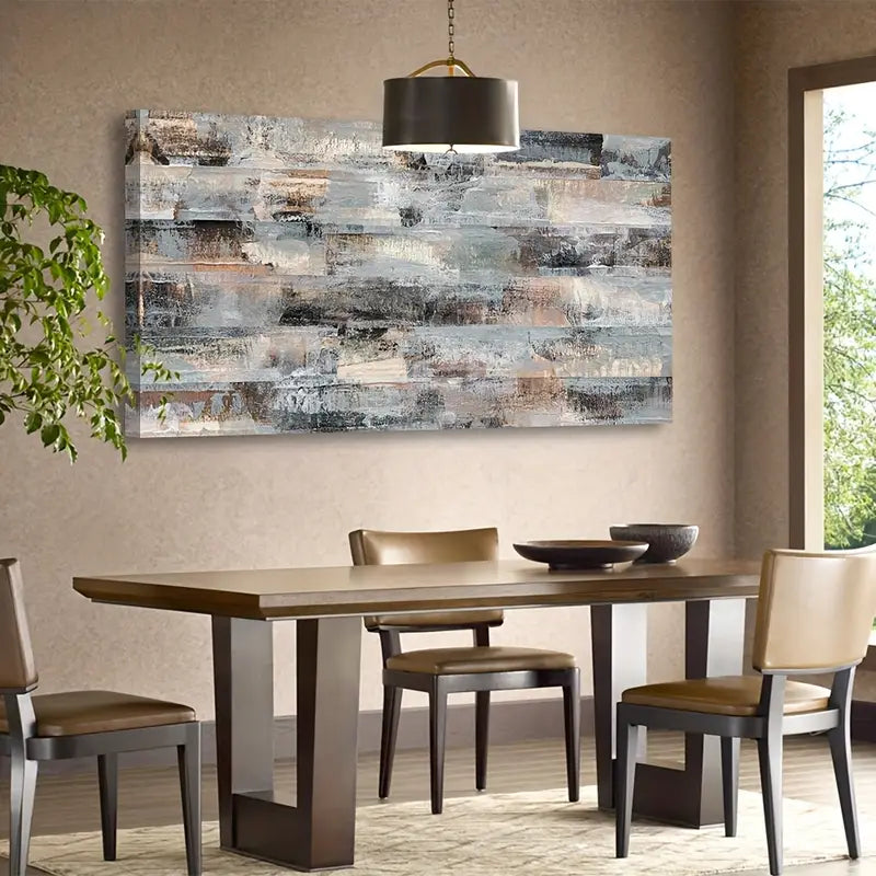 Gray Abstract Grey Brown Wall Art canvas office home room framed 120x60cm