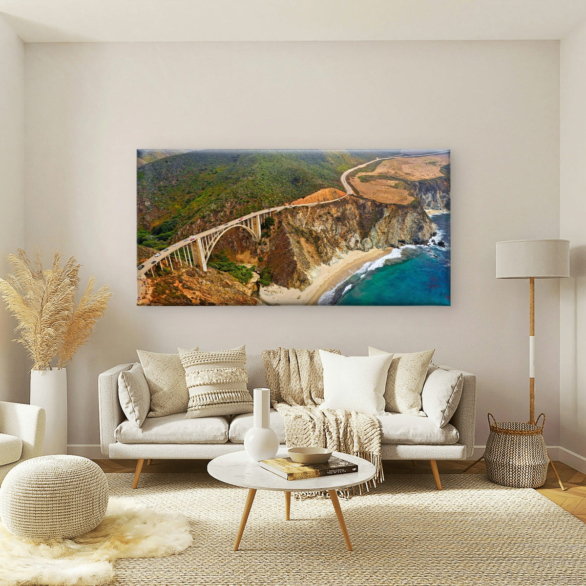 Pacific Coast Highway USA Wall Art Canvas Office Home Room Framed 80x45cm