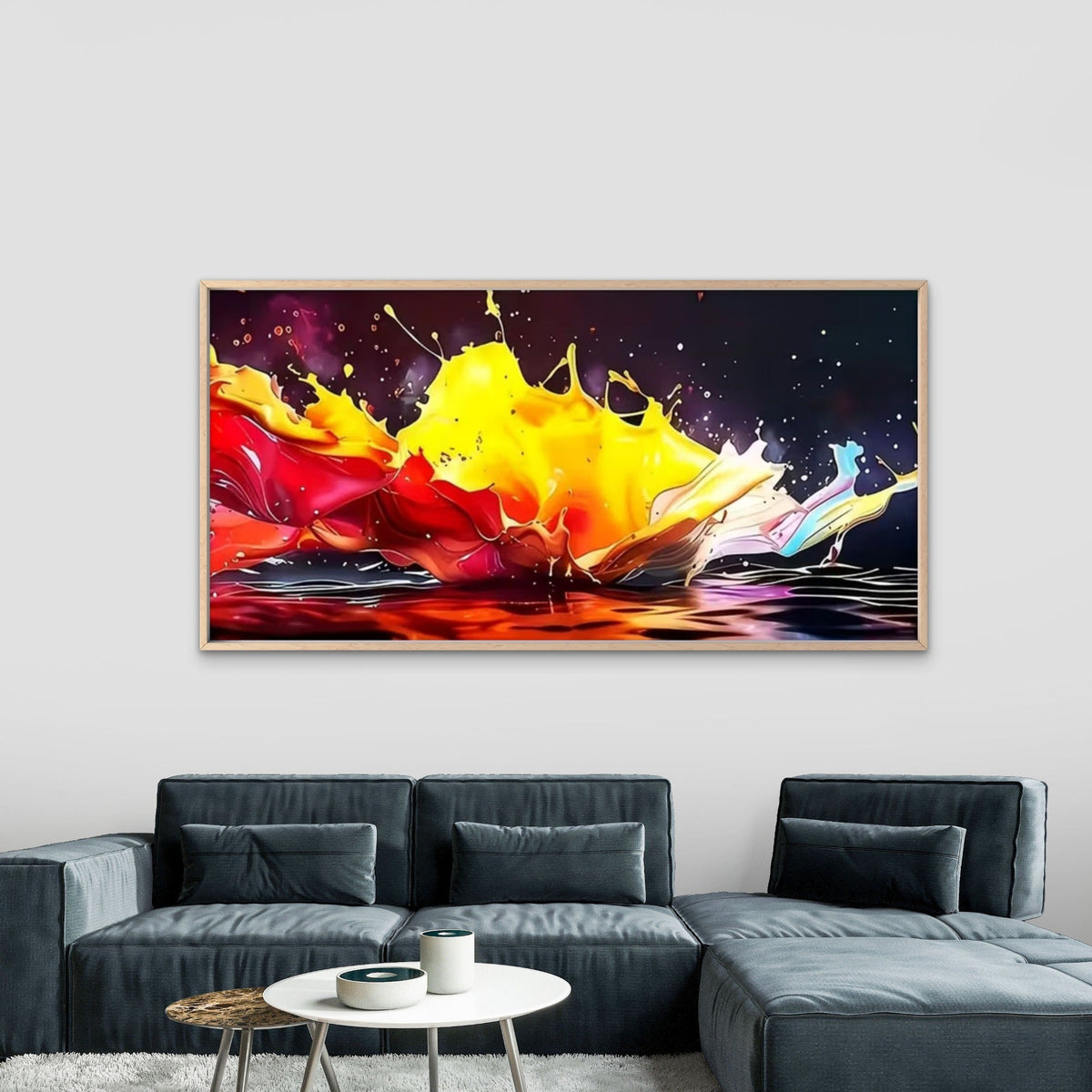 Dynamic Liquid Color Burst Wall Art Canvas Office Home Room Framed 80x45cm