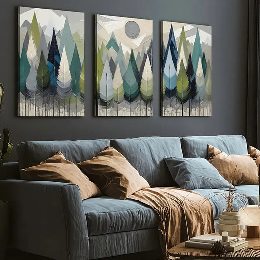 3pcs Modern Natural Forest Art Wall Art Set Canvas Framed 40x60cm - High Quality Print 100% Australian Made Wall Canvas Ready to Hang