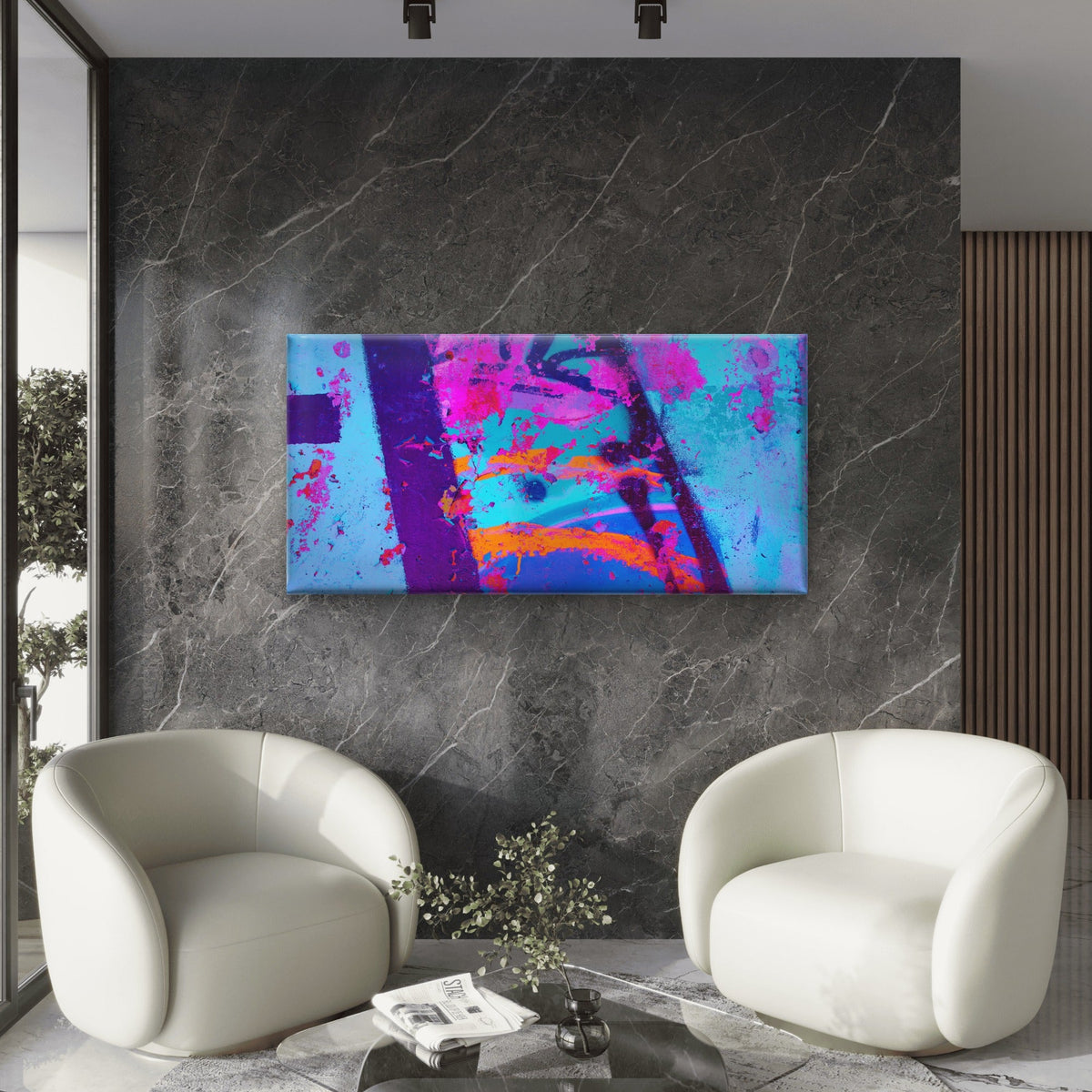 Modern Pink Spray Paint Mesh Wall Art Canvas Office Home Room Framed 120x60cm