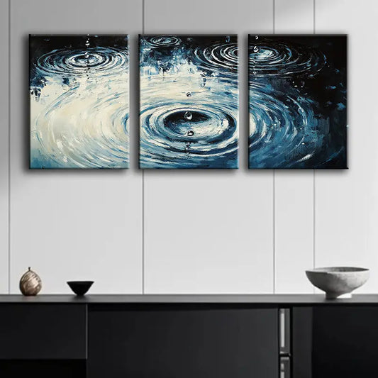 3pcs Raindrops on Water Metal Print Ready to Hang Art