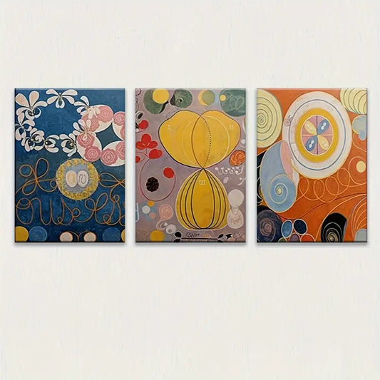 3pcs Colorful Abstract Geometric Botanical Bohemian Metal Print Ready to Hang Art