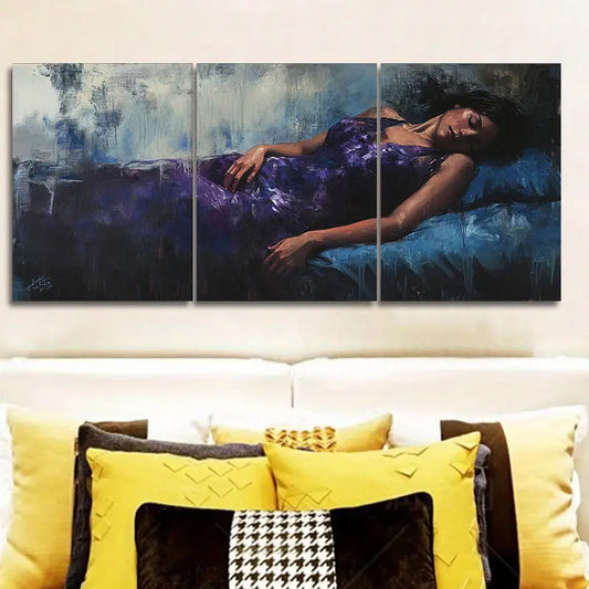 3pcs Abstract Sleeping Woman Metal Print Ready to Hang Art