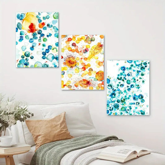 3pcs Colorful Drops & Splashes Vibrant Design Metal Print Ready to Hang Art