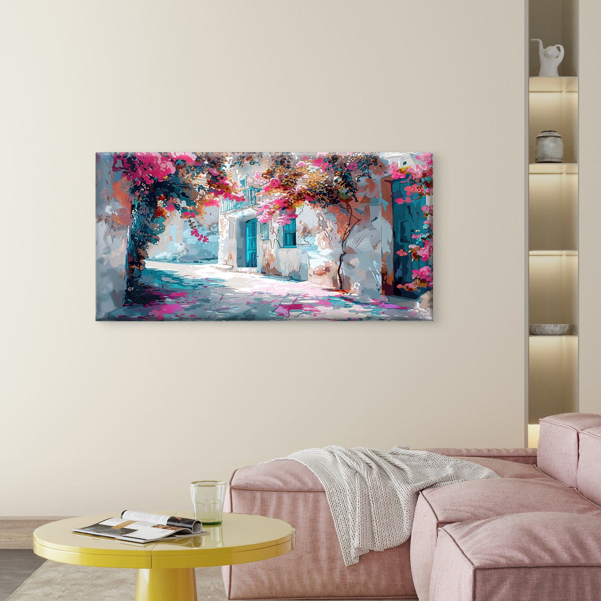 Greece Mediterranean Wall Art Canvas Office Home Room Framed 80x45cm