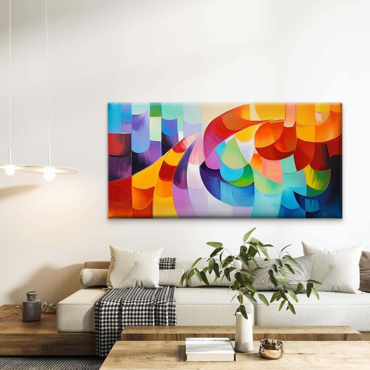 Abstract And Colorful Geometric Wall Art Canvas Office Home Room Framed 120x60cm