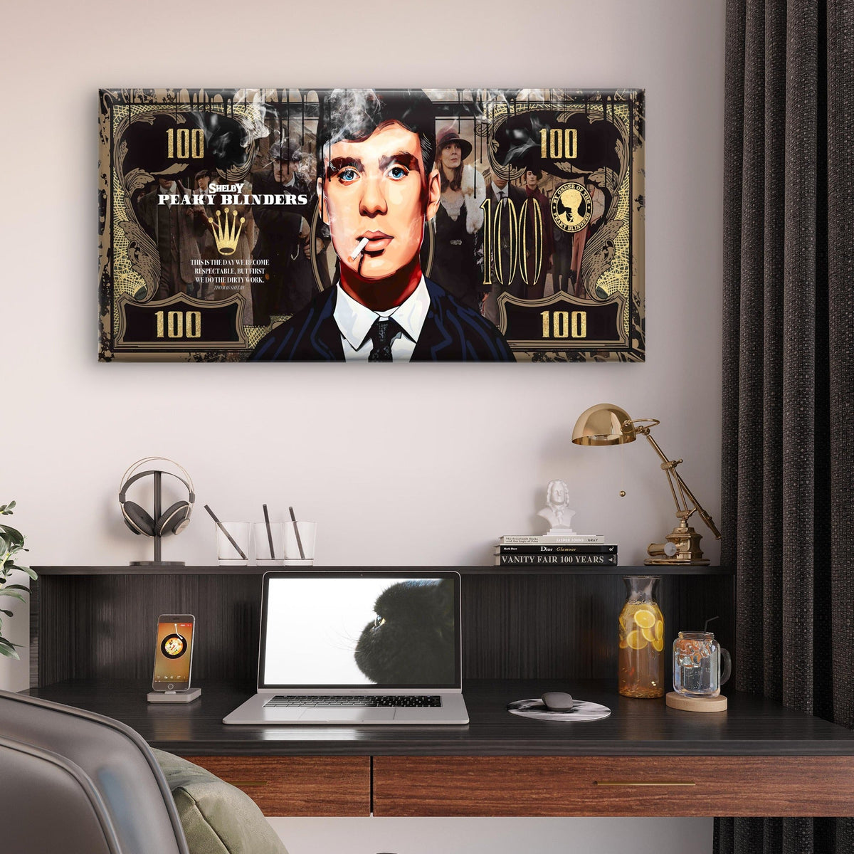 Criminal Money Print Wall Art Canvas Office Home Room Framed 120x60cm