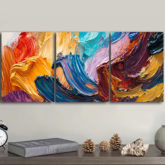 3pcs Vibrant Abstract Metal Print Ready to Hang Art