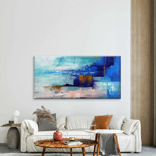 Abstract Landscape Painting Wall Art Canvas Office Home Room Framed 80x45cm