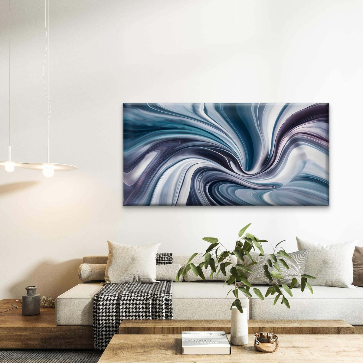 Blue White Abstract Background Wall Art Canvas Office Home Room Framed 80x45cm