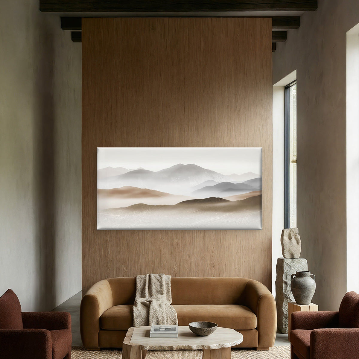Abstract Foggy Misty Mountain Ridge Wall Art Canvas Office Home Framed 120x60cm