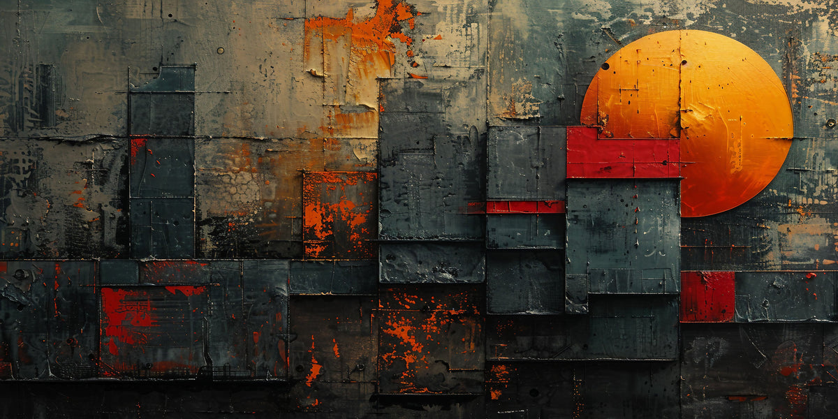 Modern Industrial Sunset Abstract City Wall Art Canvas Office Home Framed 120x60cm