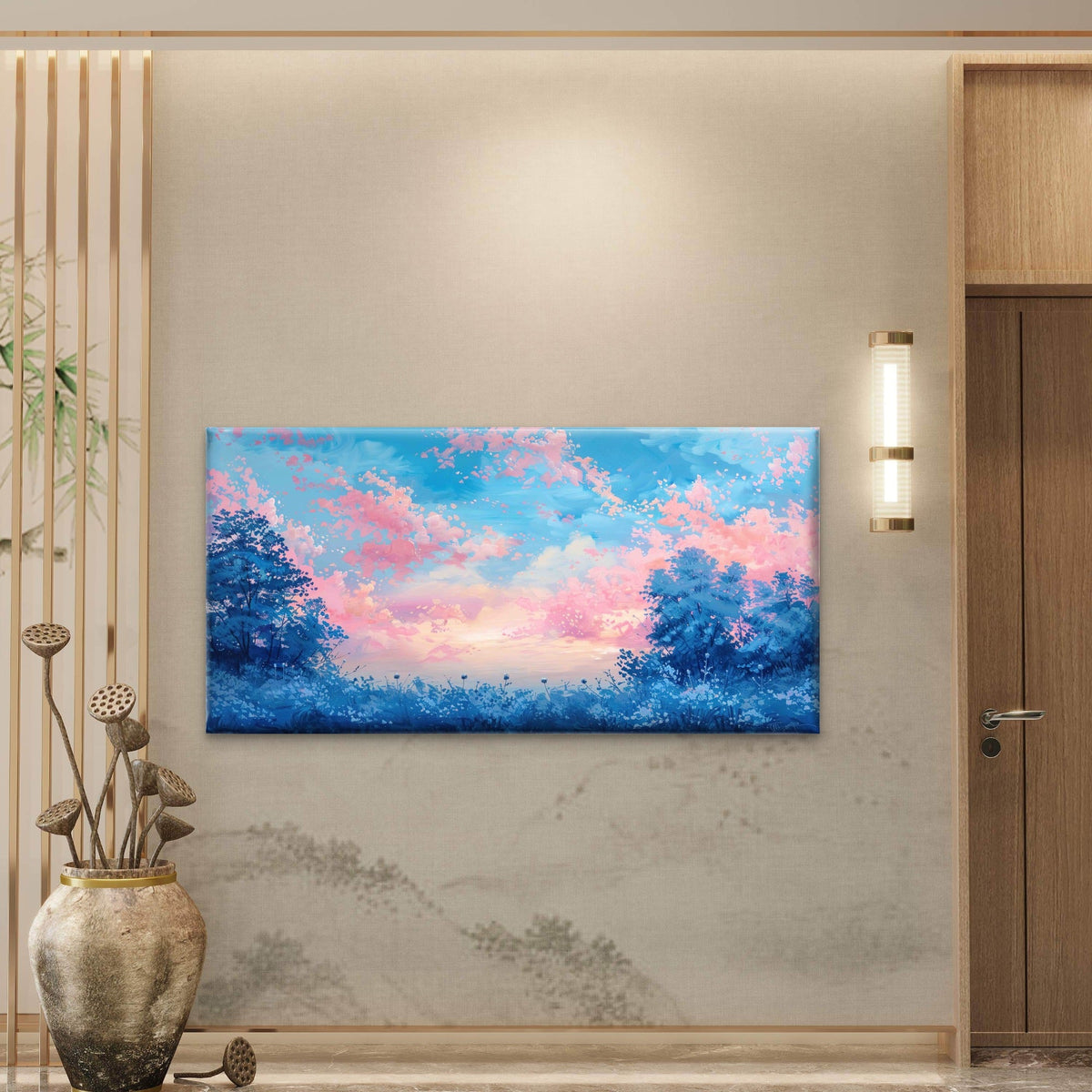 Sunset With Clouds Birds Sky Wall Art Canvas Office Home Room Framed 80x45cm