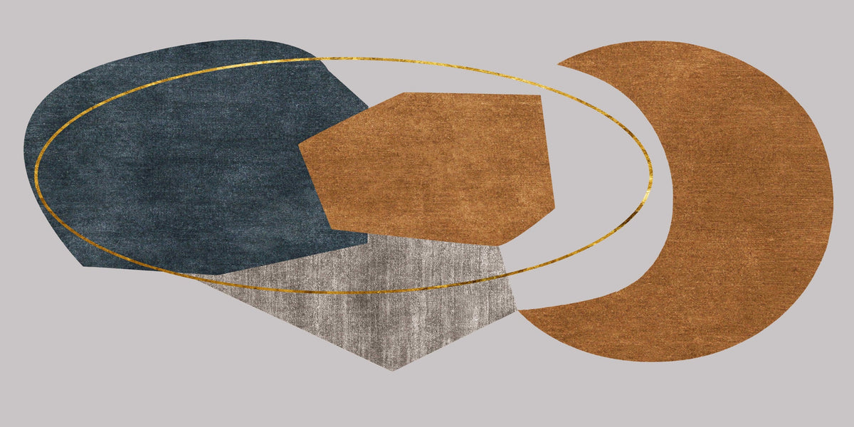 Modern Blue Gold Geometry Wall Art Canvas Office Home Room Framed 80x45cm