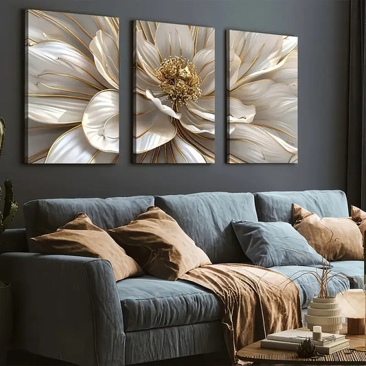 3pcs Art Style Flowers Abstract Landscape Art Wall Art Set Canvas Framed 40x60cm - High Quality Print 100% Australian Made Wall Canvas Ready to Hang