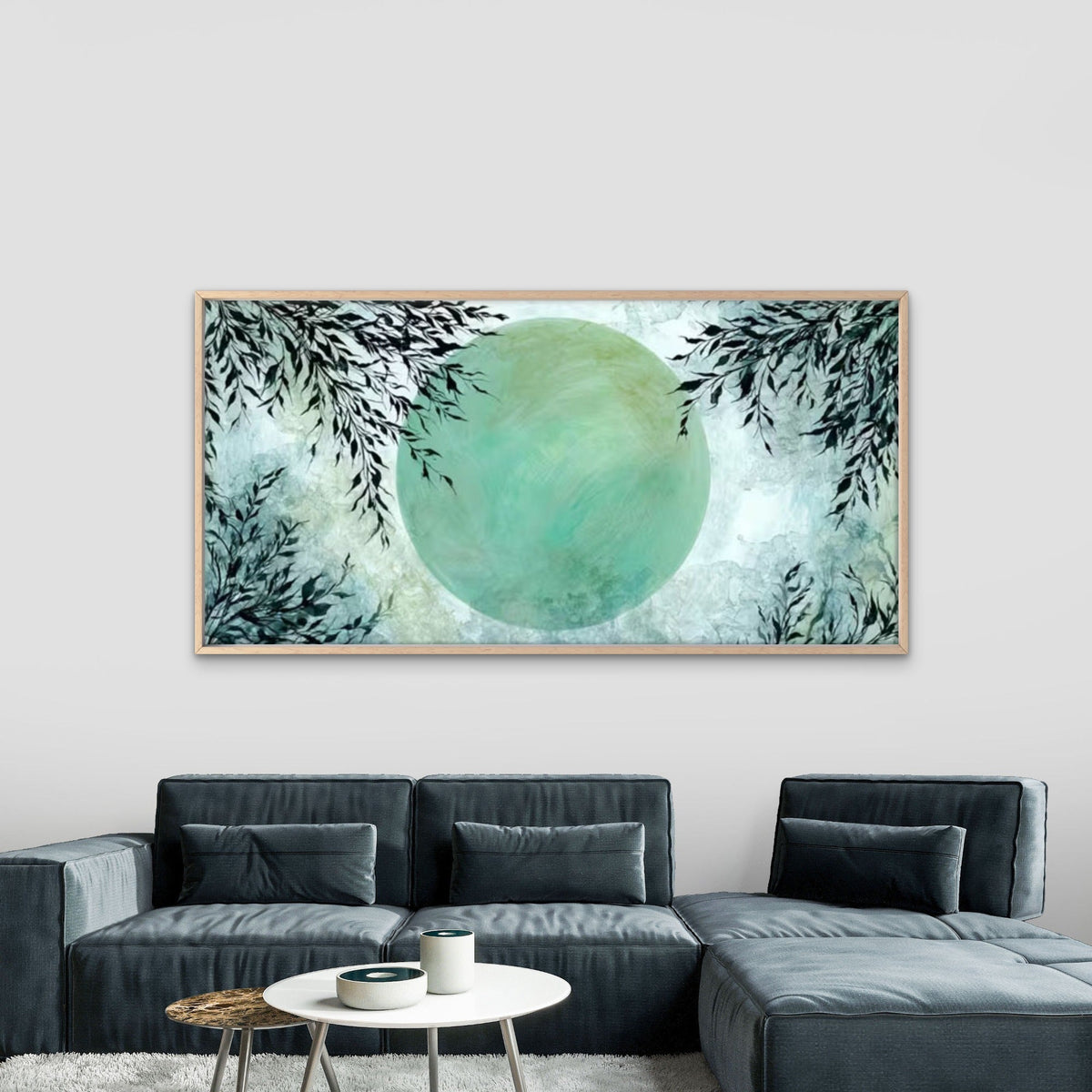 Abstract Leaf Elegant Design Wall Art Canvas Office Home Room Framed 80x45cm