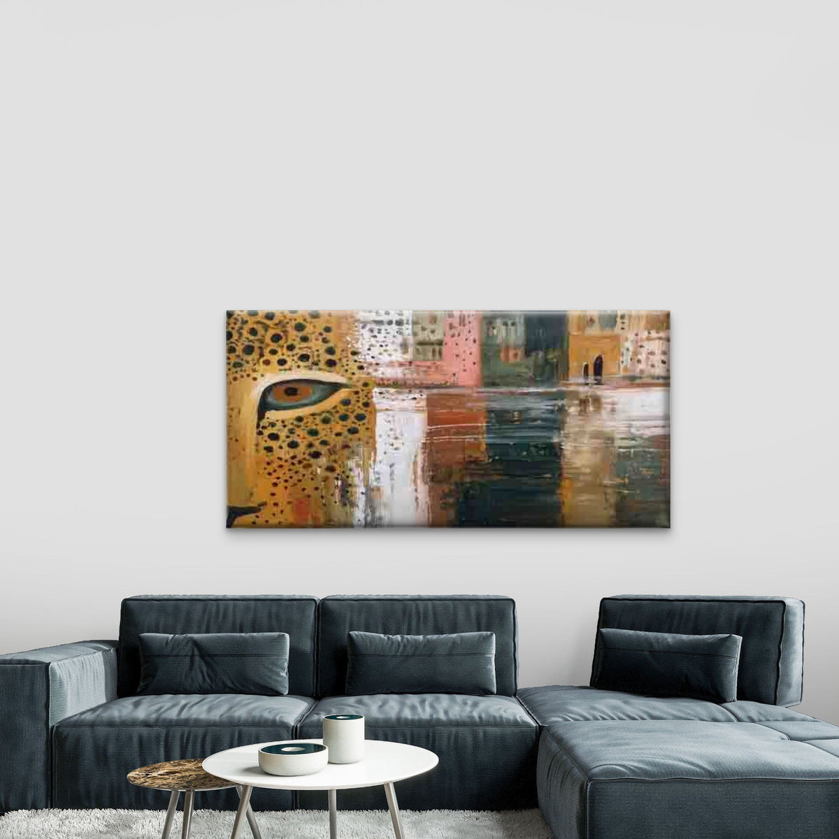 Abstract Leopard Eye Design Wall Art Canvas Office Home Room Framed 80x45cm
