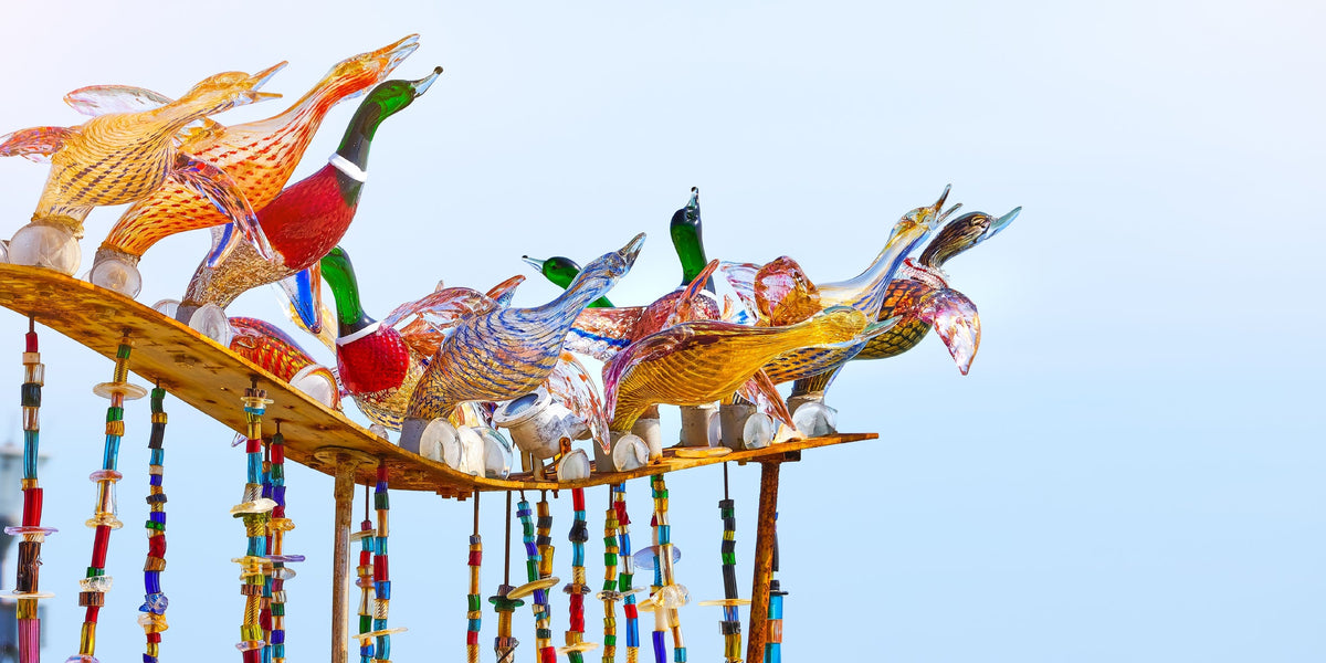 Murano Style Glass Ducks Wall Art Canvas Office Home Room Framed 120x60cm