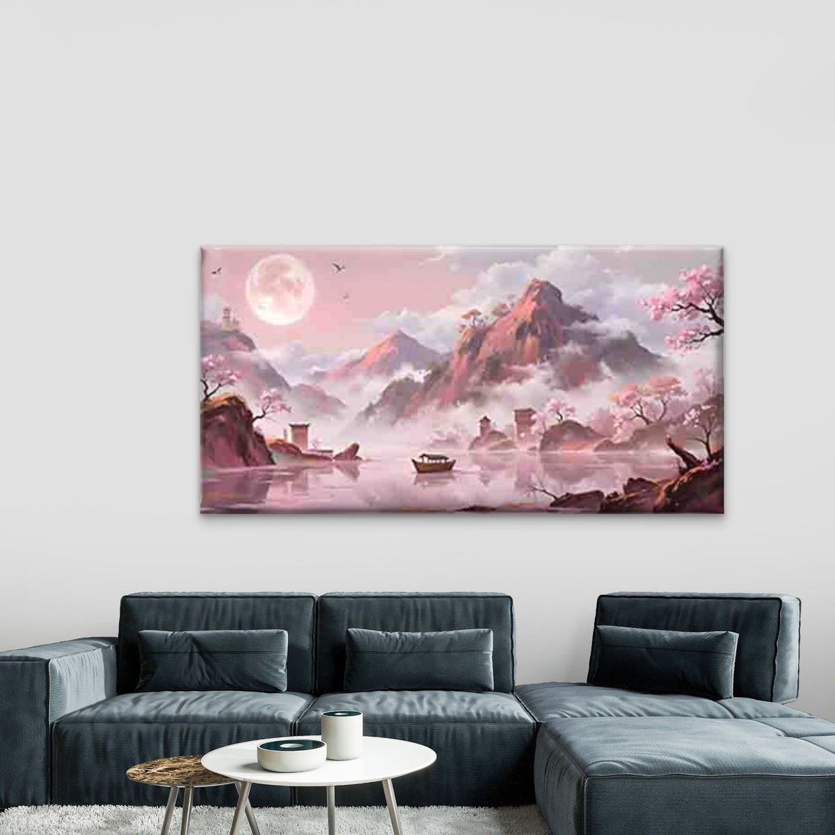 Dreamy Chinese-Style Landscape Wall Art Canvas Office Home Room Framed 80x45cm