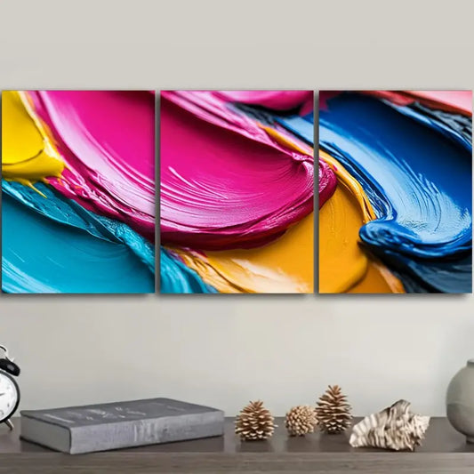 3pcs Colorful Abstract Painting Metal Print Ready to Hang Art