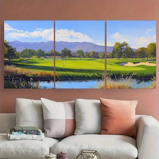 3pcs Shadow Creek Golf Course Golfing Metal Print Ready to Hang Art