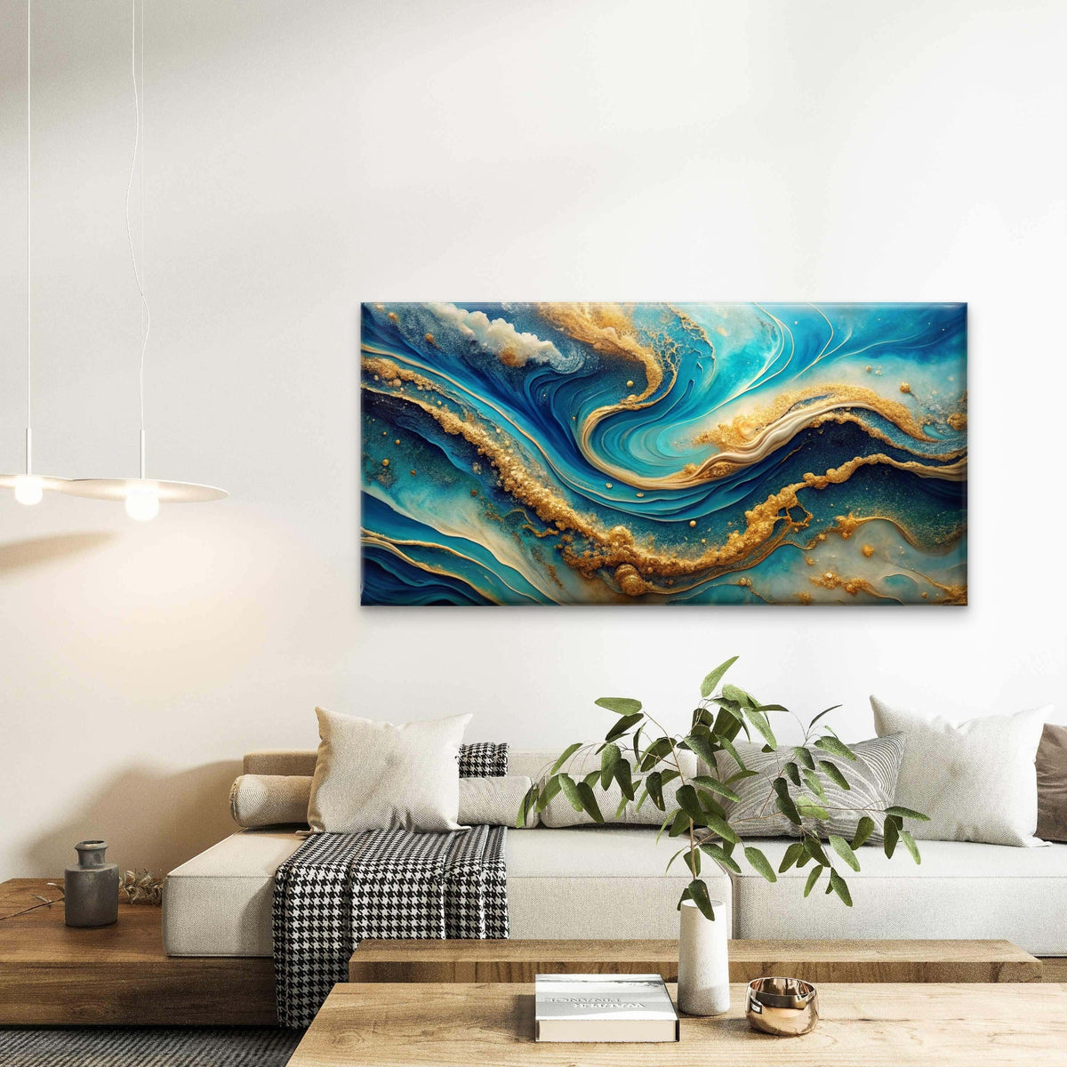 Abstract Ocean Art Natural Wall Art Canvas Office Home Room Framed 120x60cm