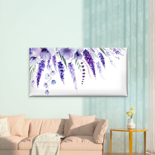 Lavender Watercolor Floral Art Wall Art Canvas Office Home Room Framed 80x45cm