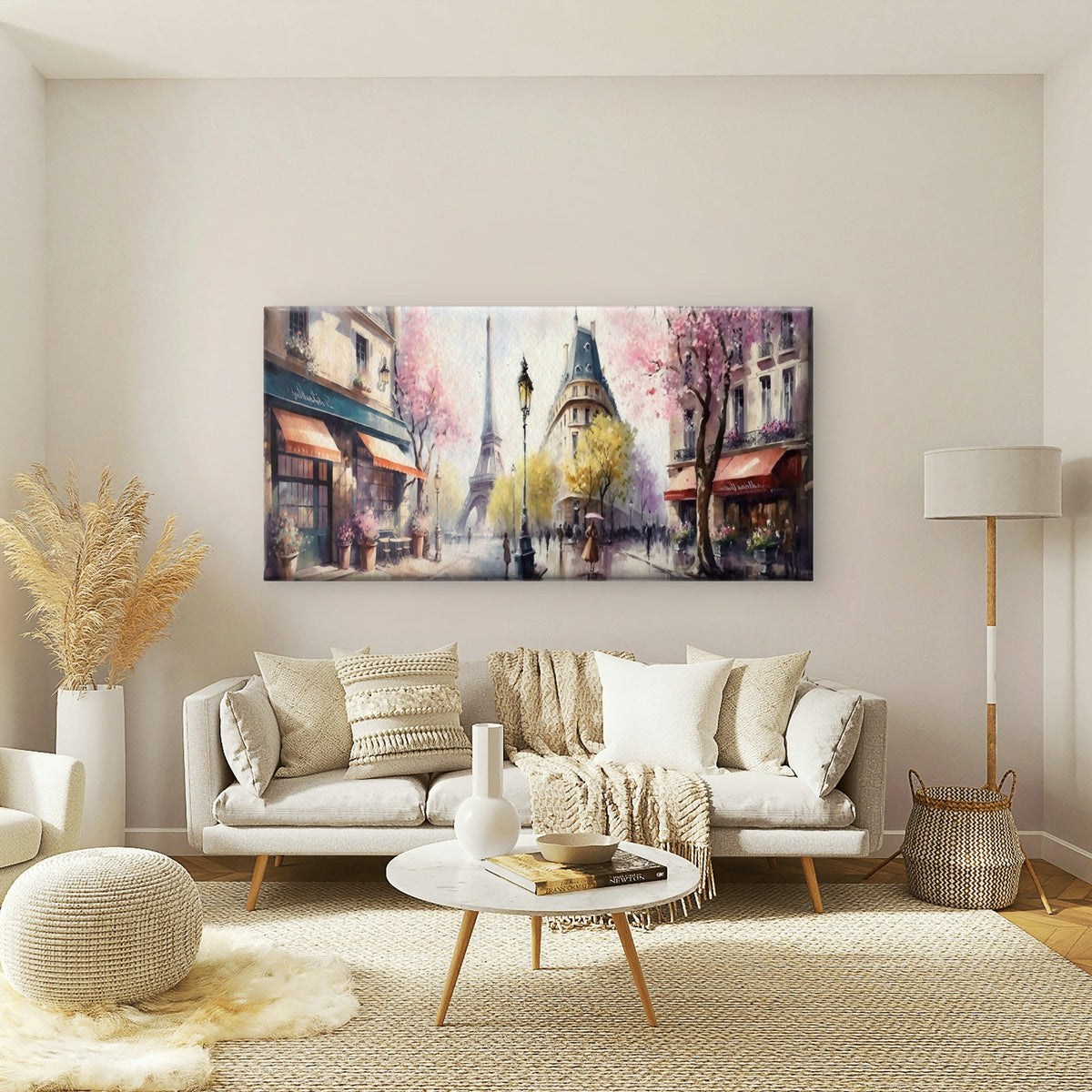 Modern Paris Eiffel Tower City Wall Art Canvas Office Home Room Framed 80x45cm